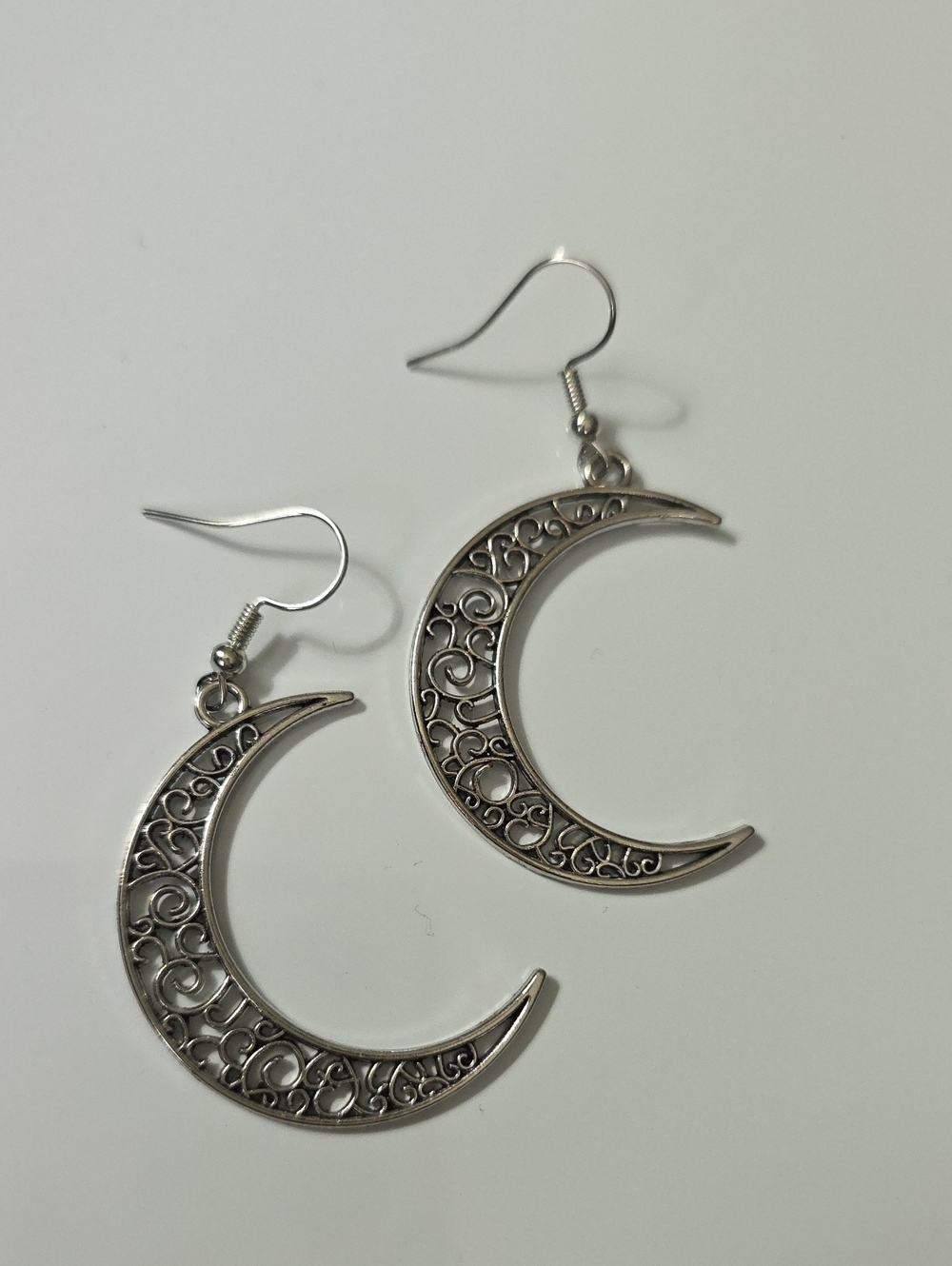 CRESCENT Moon Cut out Tribal FILIGREE Earrings